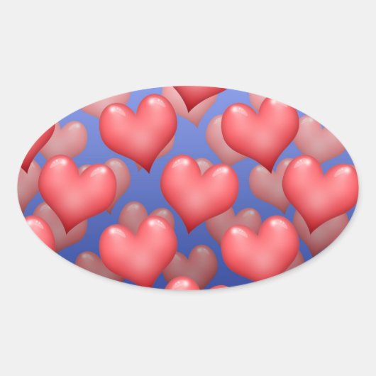Sticker Ovale Un tas de coeurs (Devant)