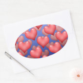 Sticker Ovale Un tas de coeurs (Enveloppe)
