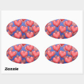 Sticker Ovale Un tas de coeurs (Feuille)