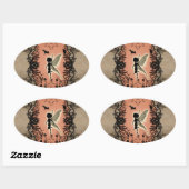 Sticker Ovale Une jolie silhouette de fée avec brillance, (Feuille)
