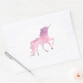 Sticker Ovale Unicorne rose pastel (Enveloppe)