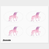 Sticker Ovale Unicorne rose pastel (Feuille)