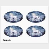 Sticker ovale Unicorne White Beauty (Feuille)