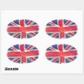Sticker Ovale Union Flag ou Union Jack Patriot britannique (Feuille)