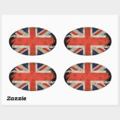 Sticker Ovale Union Jack déchiquetée âgée (Feuille)