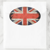 Sticker Ovale Union Jack déchiquetée âgée (Sac)