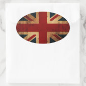 Sticker Ovale Union Jack (look vintage en détresse) (Sac)