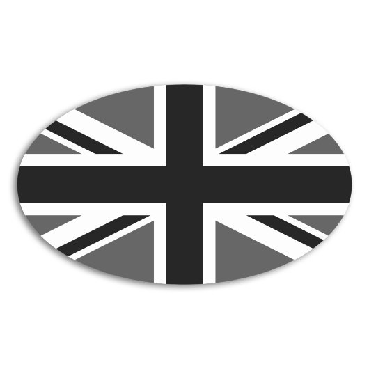 Sticker Ovale Union Jack noir et gris