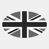 Sticker Ovale Union Jack noir et gris (Devant)