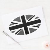 Sticker Ovale Union Jack noir et gris (Enveloppe)