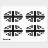Sticker Ovale Union Jack noir et gris (Feuille)