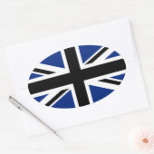 Sticker Ovale Union Jack noire et bleue (Enveloppe)