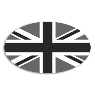 Sticker Ovale Union Jack noire et grise