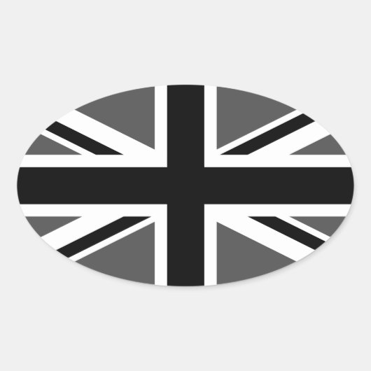 Sticker Ovale Union Jack noire et grise (Devant)