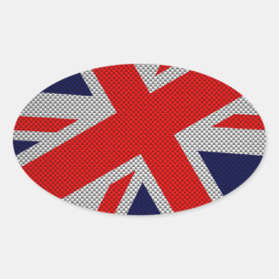 Sticker Ovale Union Jack sur l'impression en fibre de carbone