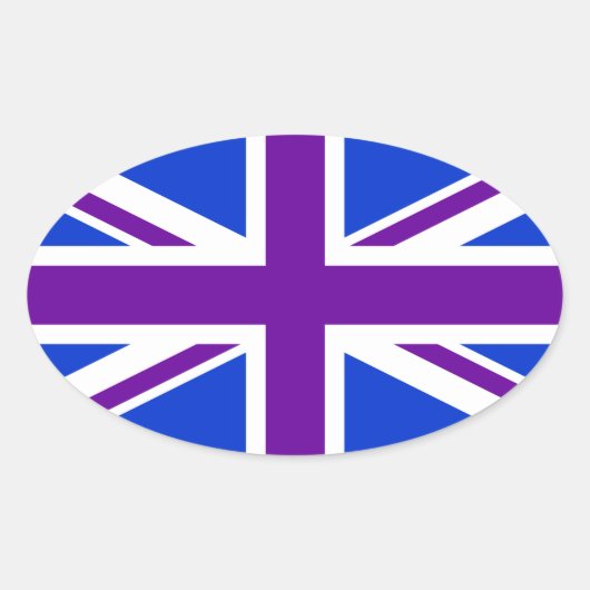 Sticker Ovale Union Jack violet bleu (Devant)