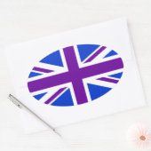 Sticker Ovale Union Jack violet bleu (Enveloppe)