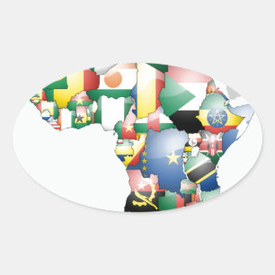 Sticker Ovale Unité dans la diversité : Collection des drapeaux 