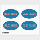Sticker Ovale Université du Mississippi | Ole Miss Wordmark (Feuille)
