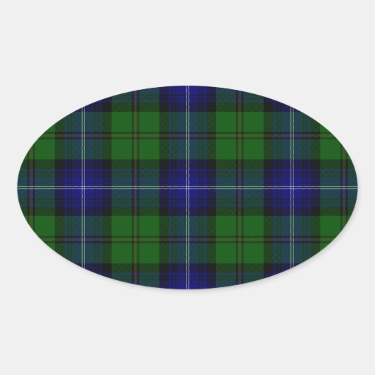 Sticker Ovale Urquhart tartan bleu vert plaid (Devant)