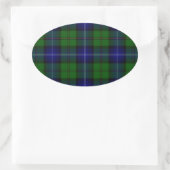 Sticker Ovale Urquhart tartan bleu vert plaid (Sac)