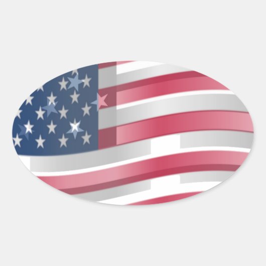 Sticker Ovale USA Unites : Stripes & Stars en Gras Design (Devant)
