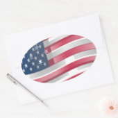 Sticker Ovale USA Unites : Stripes & Stars en Gras Design (Enveloppe)
