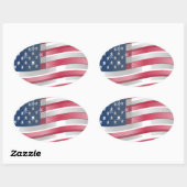 Sticker Ovale USA Unites : Stripes & Stars en Gras Design (Feuille)