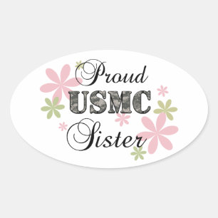 Sticker Ovale USMC Sister [fl camo]