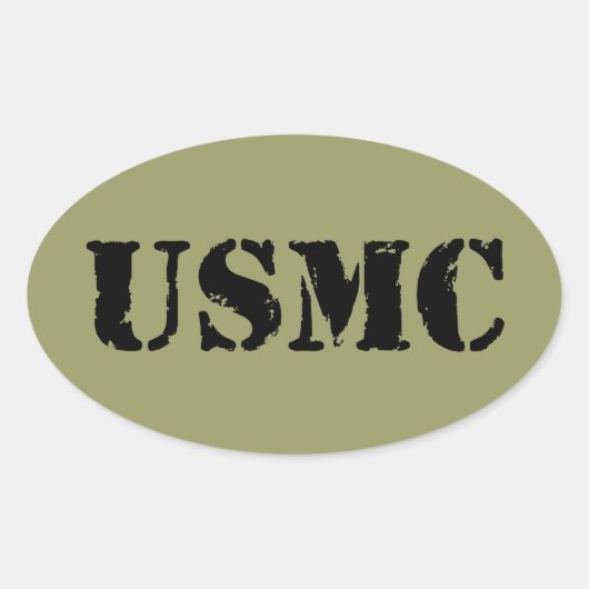 Sticker Ovale Usmc [texte de pochoir] (Devant)