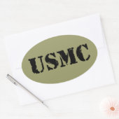 Sticker Ovale Usmc [texte de pochoir] (Enveloppe)