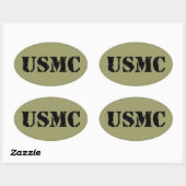 Sticker Ovale Usmc [texte de pochoir] (Feuille)