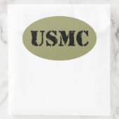 Sticker Ovale Usmc [texte de pochoir] (Sac)