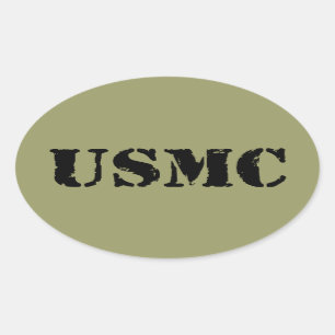 Sticker Ovale Usmc [texte de pochoir]