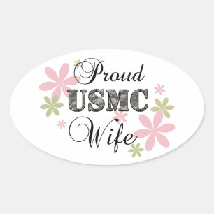 Sticker Ovale USMC Wife [fl camo]