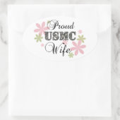 Sticker Ovale USMC Wife [fl camo] (Sac)