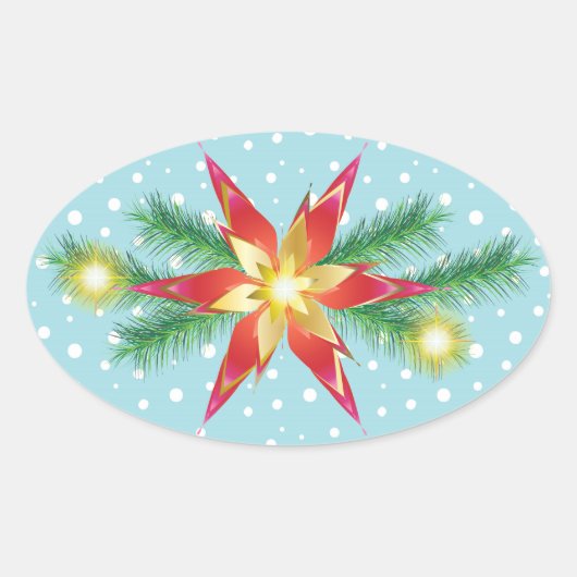 Sticker Ovale Vacances d'hiver Noël & Décor du Nouvel An (Devant)