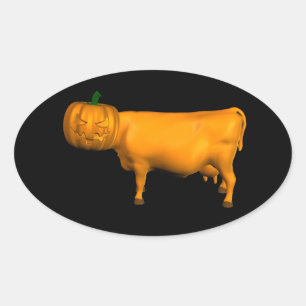 Sticker Ovale Vache d'Halloween