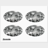 Sticker Ovale Vaches libres Holstein vaches frey (Feuille)