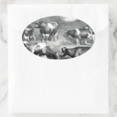 Sticker Ovale Vaches libres Holstein vaches frey (Sac)