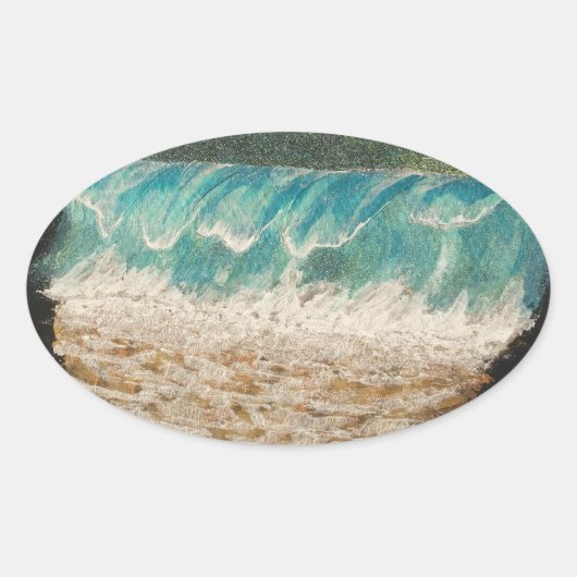 Sticker Ovale Vagues (Devant)