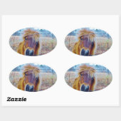 Sticker Ovale Valentine Heart Horse (Feuille)