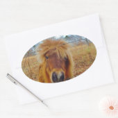 Sticker Ovale Valentine Heart Miniature Brown Horse (Enveloppe)