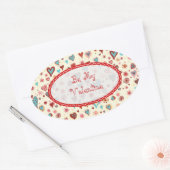 Sticker Ovale Valentines Day Hearts Texte Motif-personnalisable (Enveloppe)