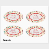 Sticker Ovale Valentines Day Hearts Texte Motif-personnalisable (Feuille)