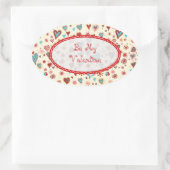 Sticker Ovale Valentines Day Hearts Texte Motif-personnalisable (Sac)