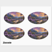 Sticker Ovale Vallée de la Lavender à Dawn (Feuille)