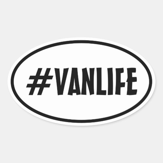 Sticker Ovale VAN LIFE Nomad Adventure Travel Camping Lifestyle (Devant)
