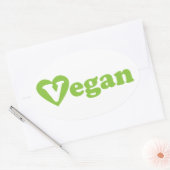 Sticker Ovale Vegan Texte Coeur vert (Enveloppe)