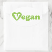 Sticker Ovale Vegan Texte Coeur vert (Sac)